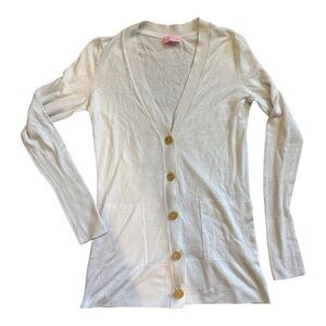 Lilly Pulitzer Cream Cardigan with Gold Buttons